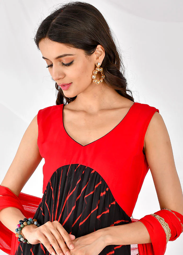2 Pc Black Chiffon Printed Kurti Set - Image 3