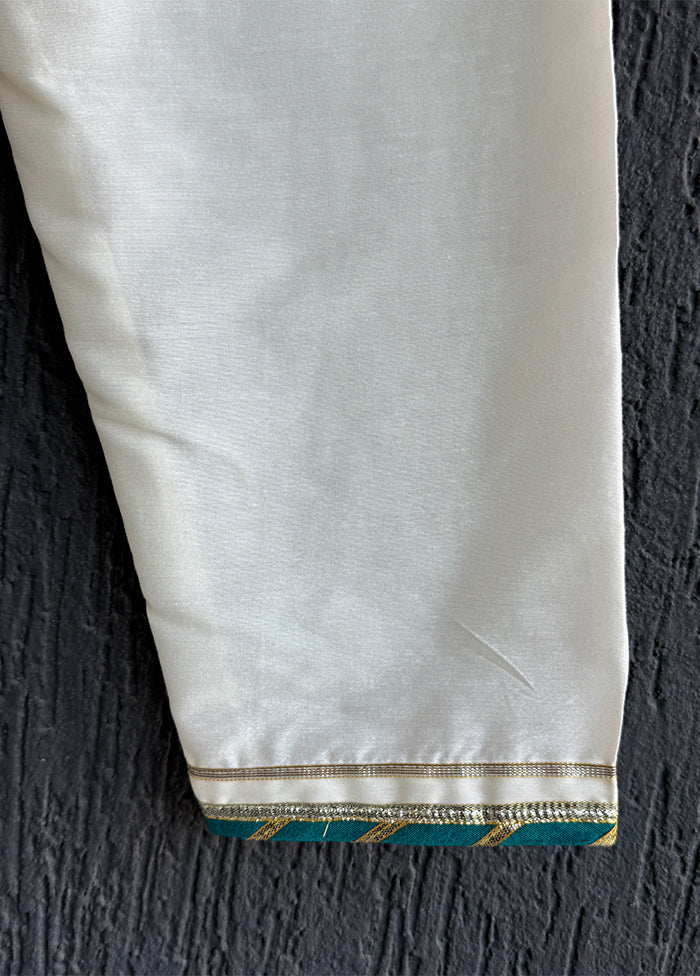 2 Pc Cream Silk Kurti Set - Image 3
