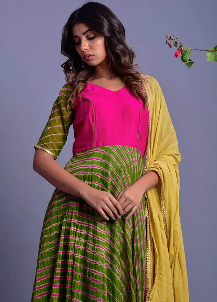 2 Pc Green Georgette Anarkali With Dupatta - Image 3