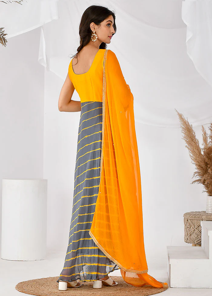 2 Pc Grey Chiffon Printed Kurti Set - Image 2