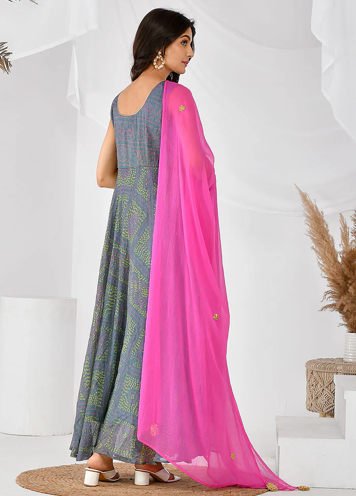 2 Pc Grey Cotton Printed Kurti Set - Image 2