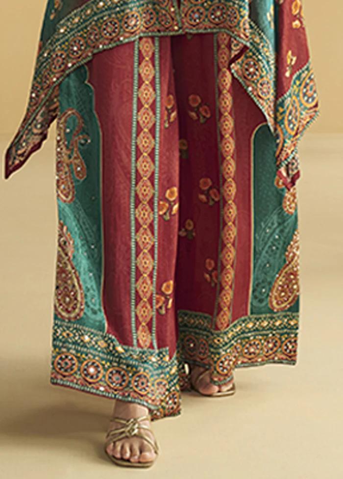 2 Pc Maroon Silk Kurti Set - Image 3