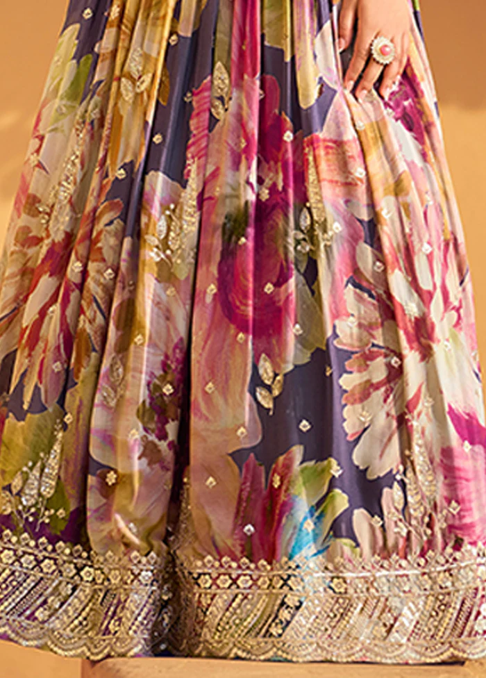 2 Pc Multicolor Silk Anarkali Suit Set - Image 3