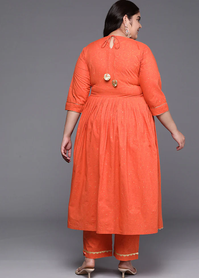 2 Pc Orange Pure Readymade Cotton Kurti Set - Image 3
