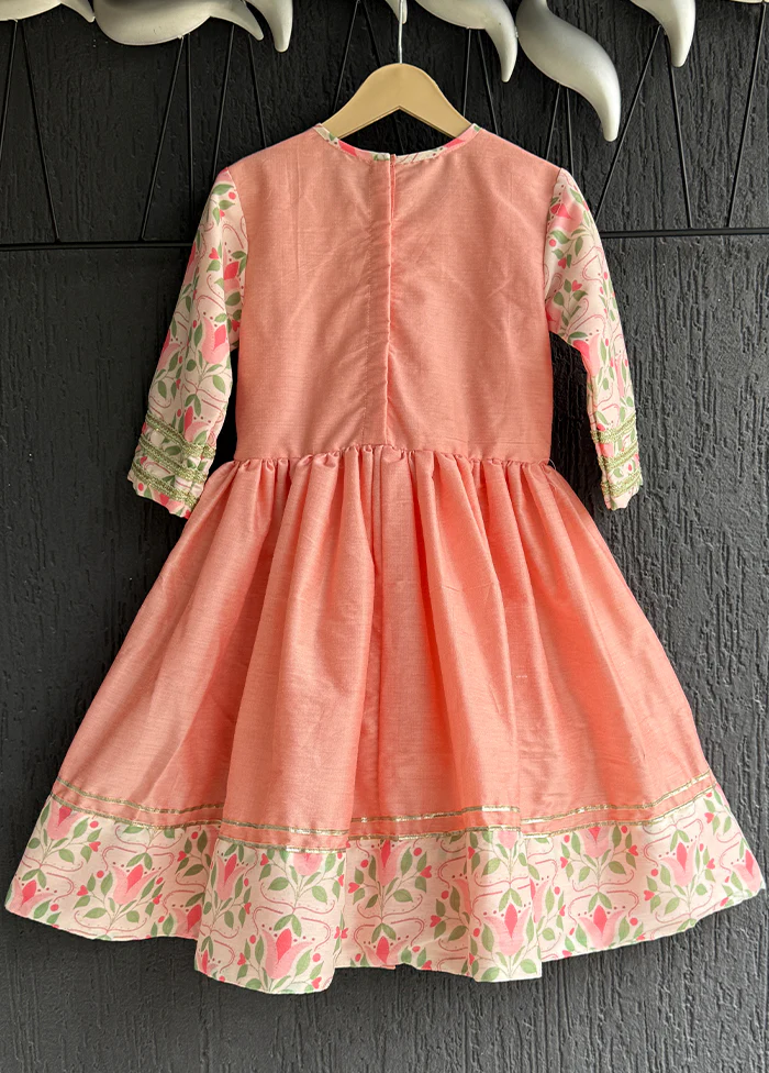 2 Pc Peach Silk Kurti Set - Image 3