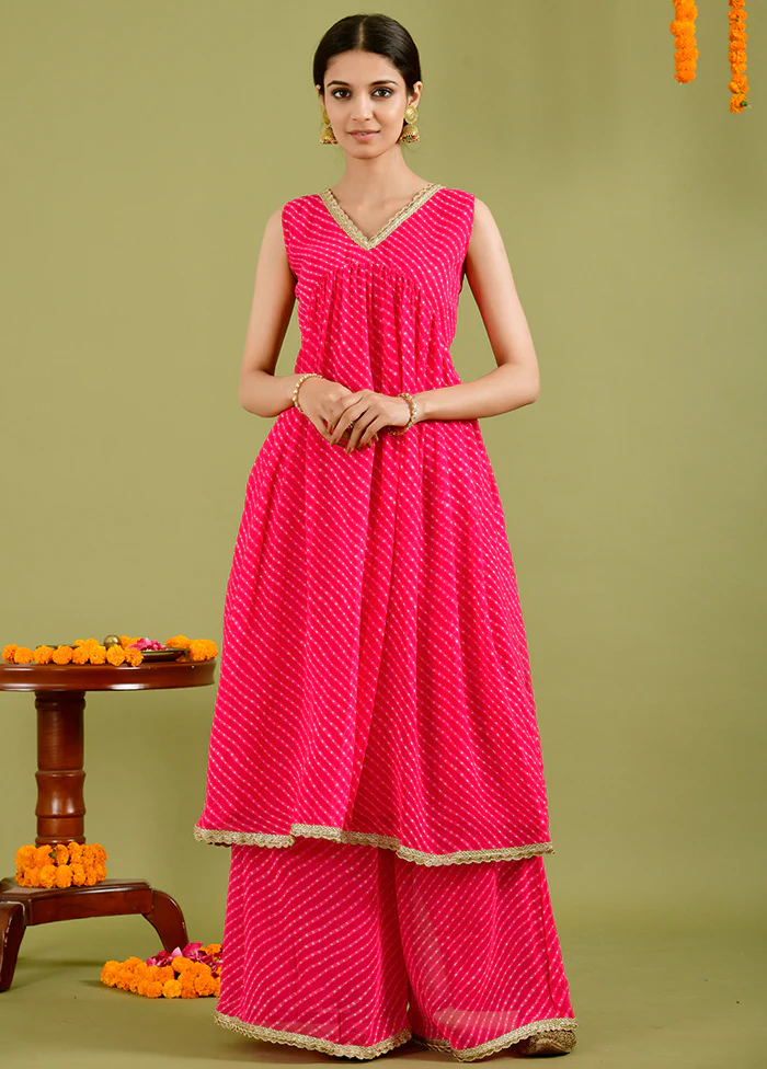 2 Pc Pink Georgette Kurti Set