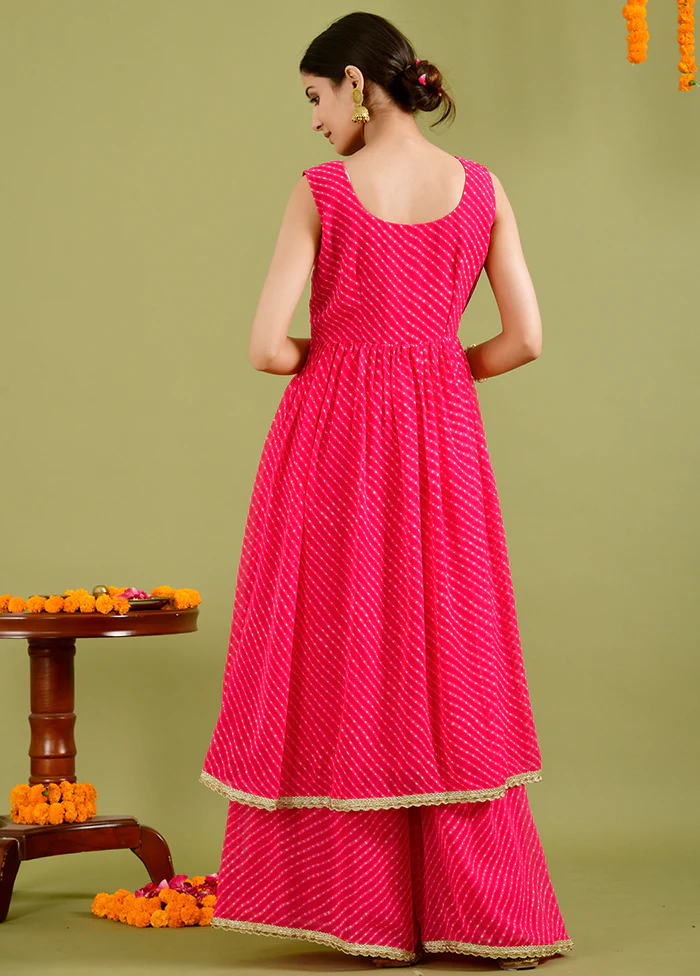 2 Pc Pink Georgette Kurti Set - Image 2