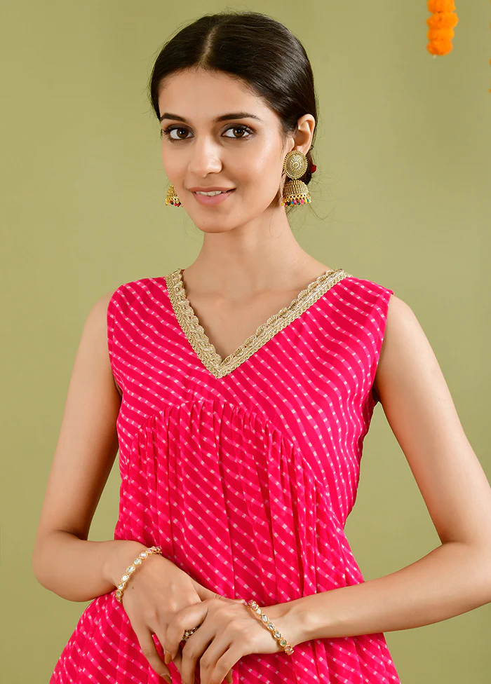 2 Pc Pink Georgette Kurti Set - Image 3