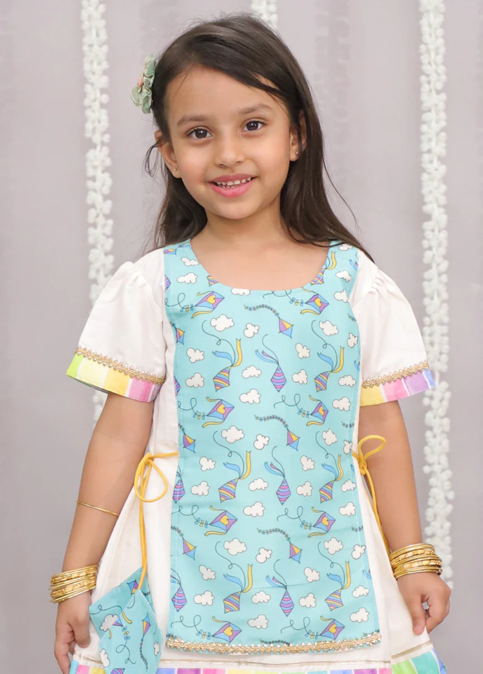 2 Pc White Silk Kurti Set - Image 2