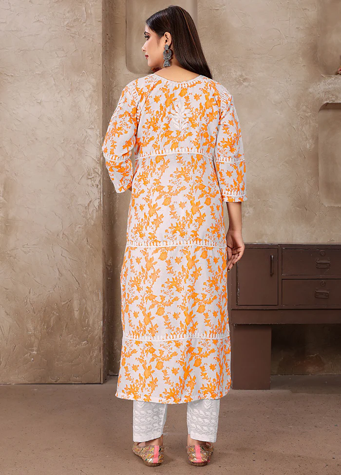 2 Pc Yellow Readymade Cotton Kurti Set - Image 2