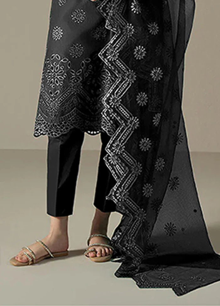 3 Pc Black Cotton Suit Set - Image 3