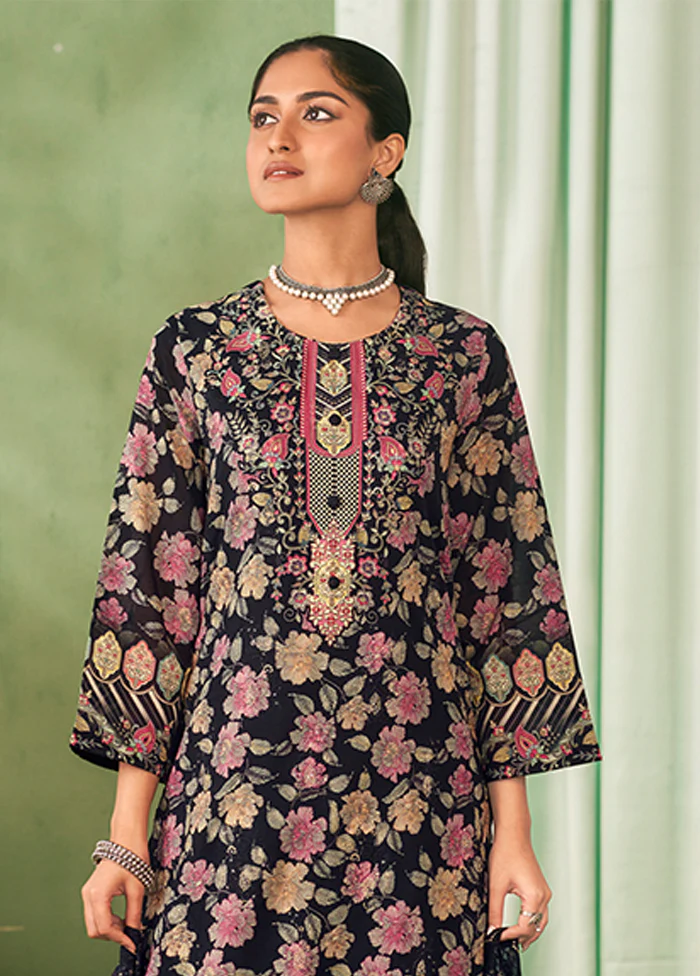 3 Pc Black Cotton Suit Set - Image 2