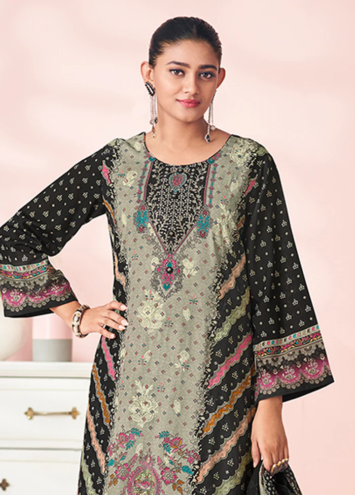 3 Pc Black Cotton Suit Set - Image 2