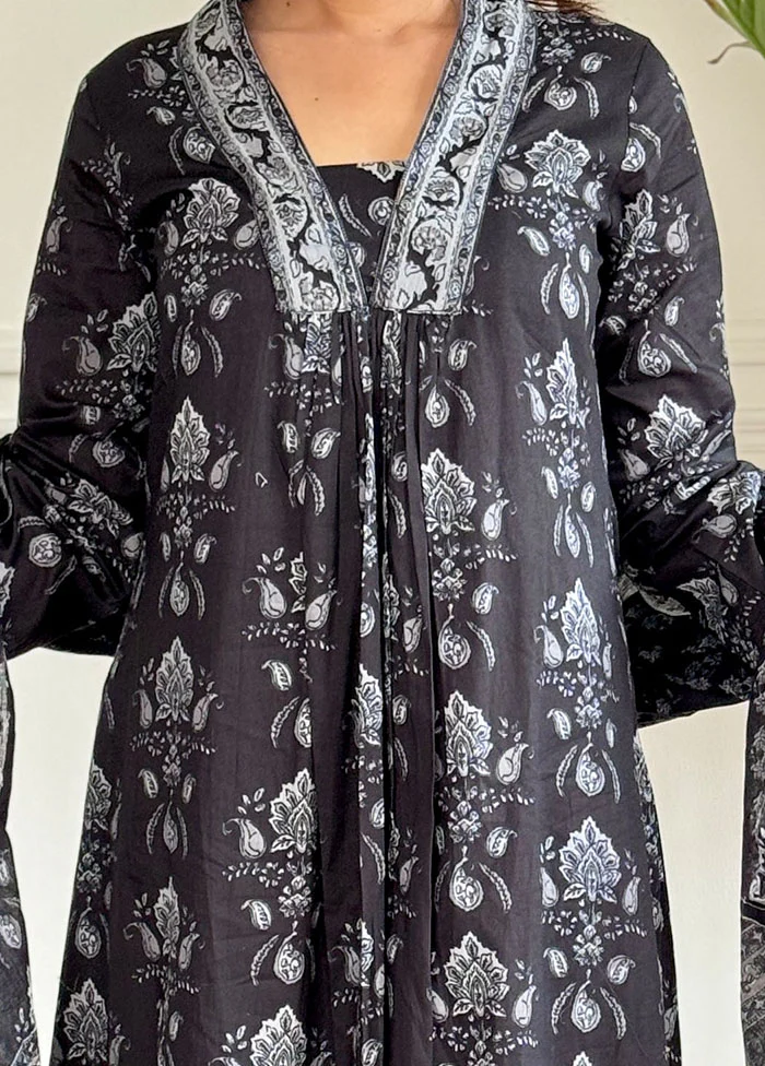 3 Pc Black Cotton Suit Set - Image 2