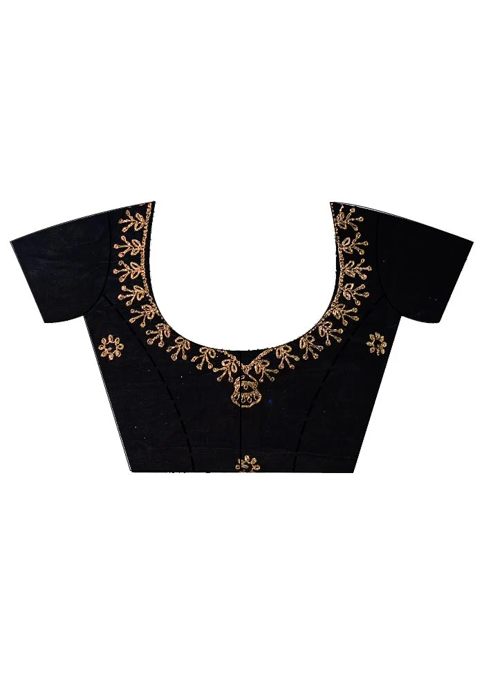 3 Pc Black Georgette Semi Stitched Lehenga Set - Image 3