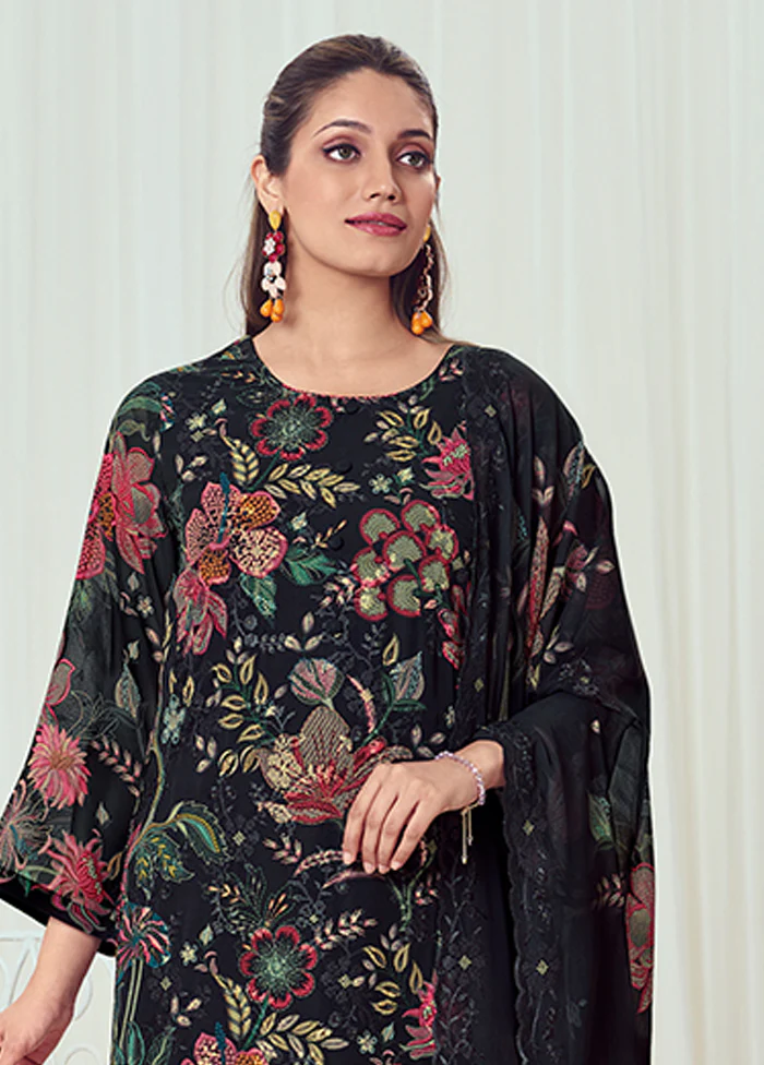 3 Pc Black Georgette Suit Set - Image 2