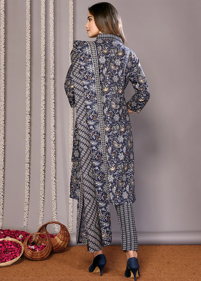 3 Pc Black Readymade Cotton Suit Set - Image 2