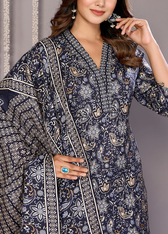 3 Pc Black Readymade Cotton Suit Set - Image 3