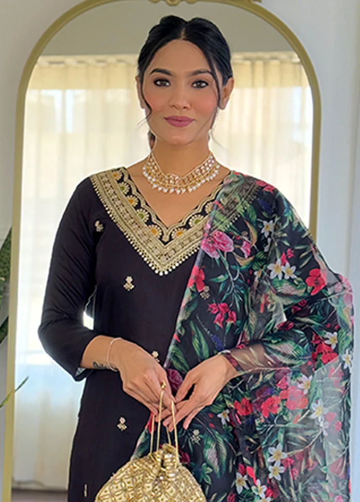 3 Pc Black Silk Suit Set - Image 2