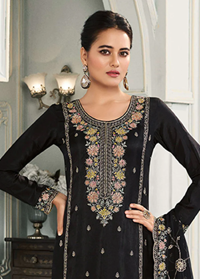3 Pc Black Silk Suit Set - Image 2