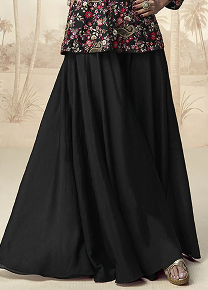 3 Pc Black Silk Palazzo Suit Set - Image 3