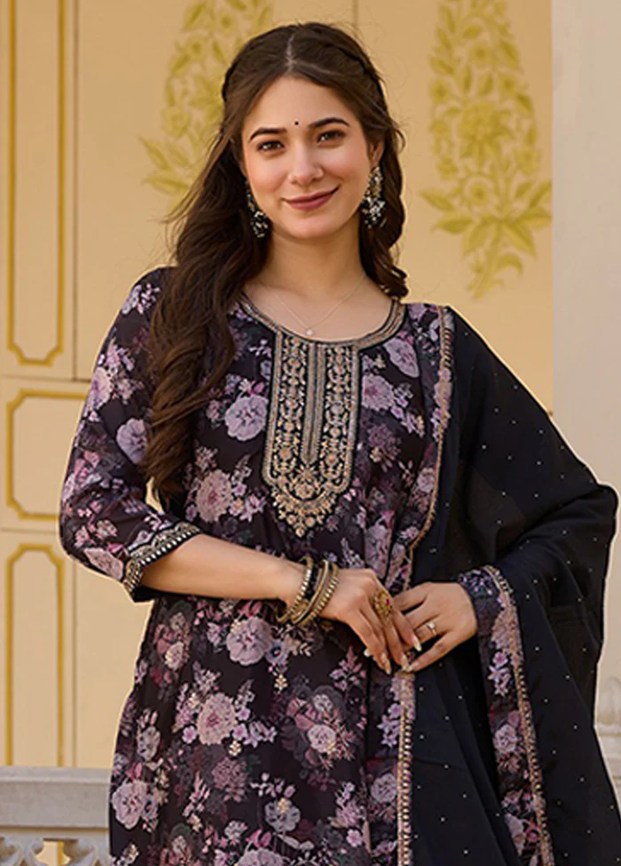 3 Pc Black Silk Suit Set - Image 2