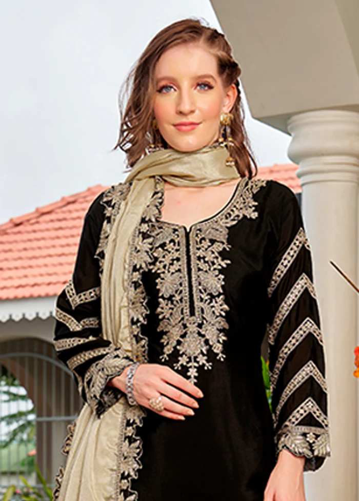 3 Pc Black Silk Suit Set - Image 2