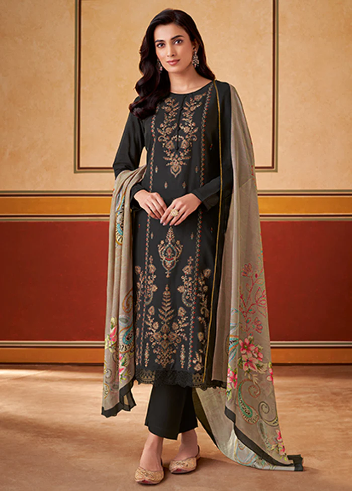 3 Pc Black Silk Suit Set