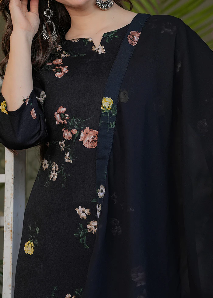 3 Pc Black Silk Suit Set - Image 2