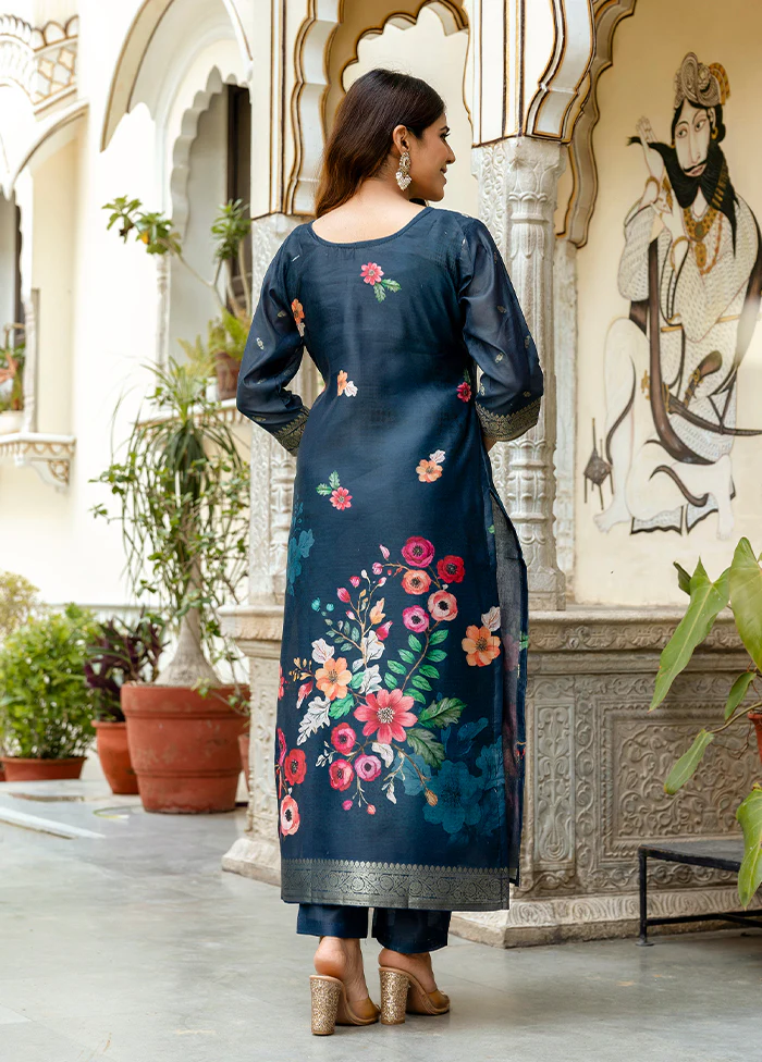 3 Pc Blue Cotton Suit Set - Image 3