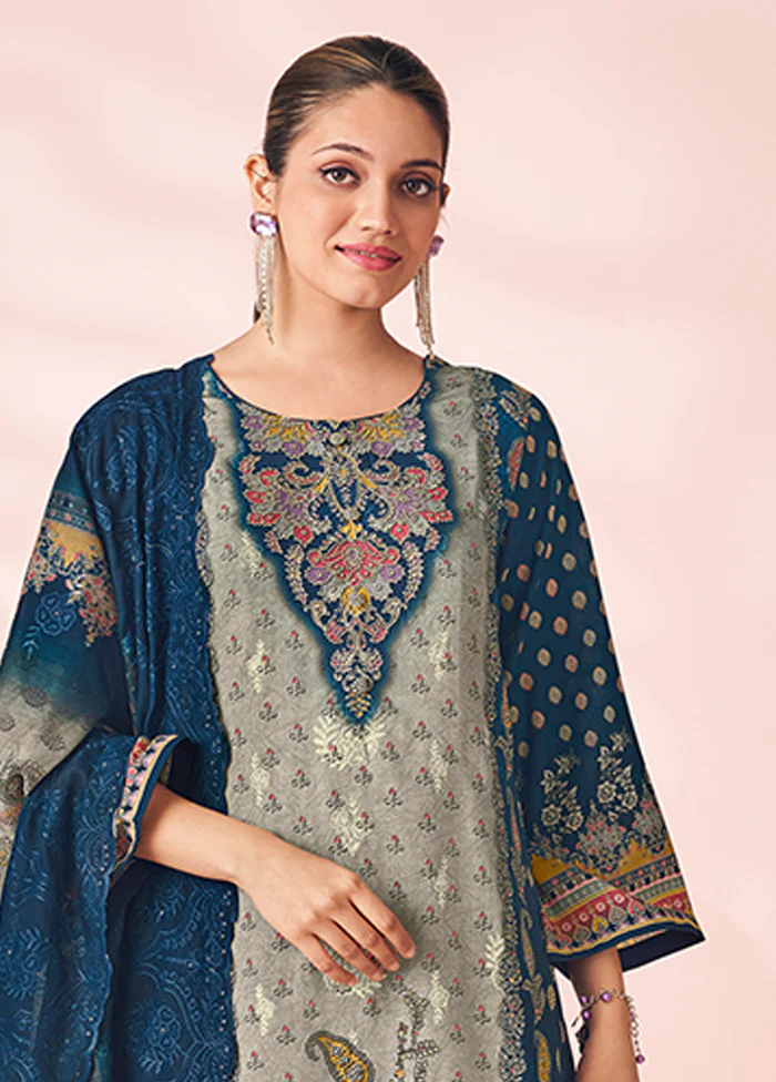 3 Pc Blue Cotton Suit Set - Image 2