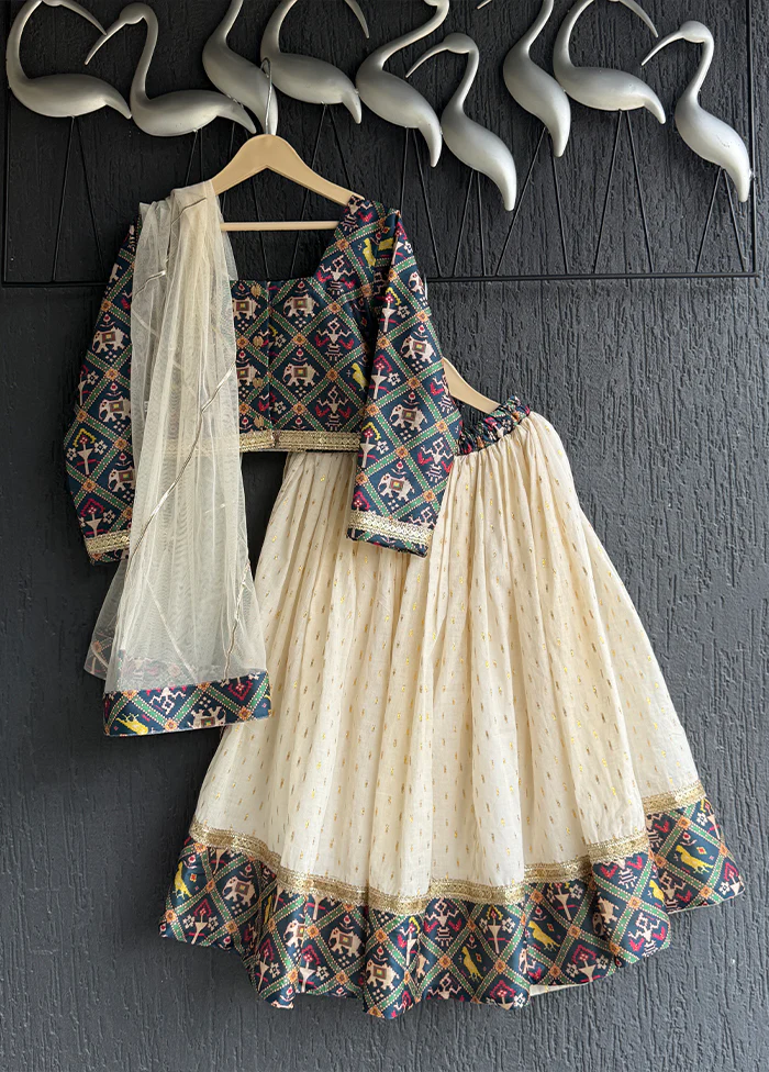 3 Pc Cream Cotton Suit Set - Image 3
