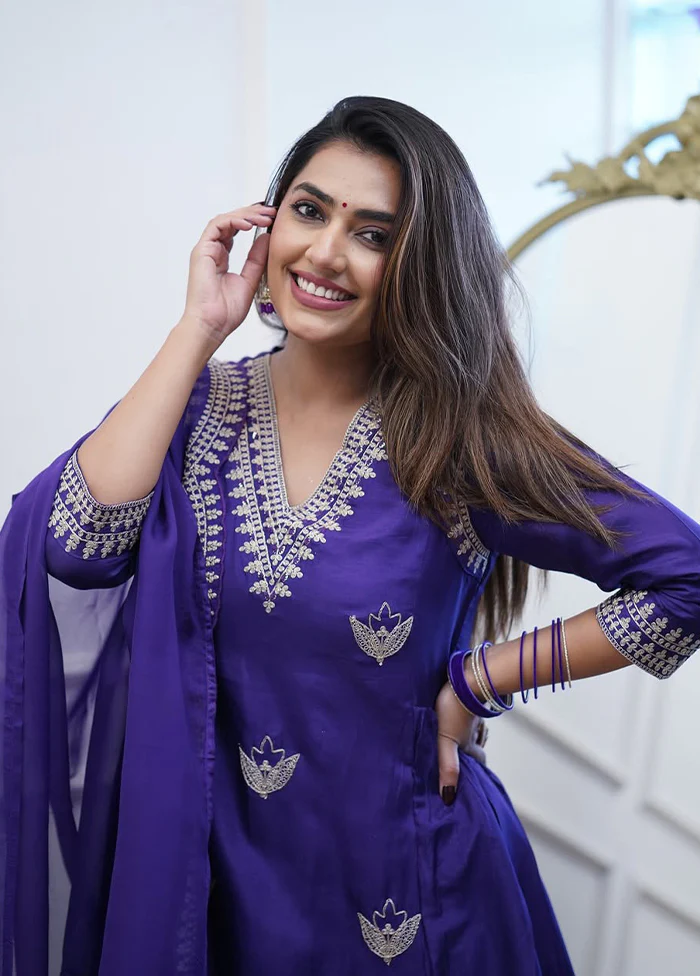 3 Pc Blue Silk Suit Set - Image 2