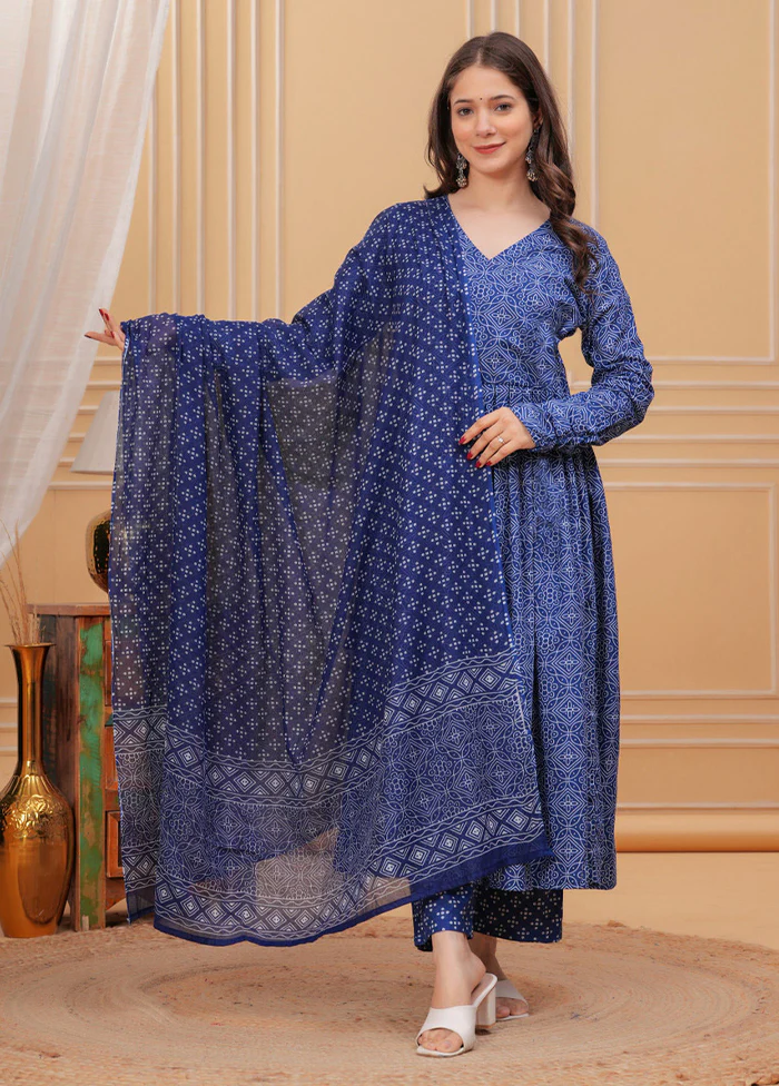 3 Pc Blue Silk Suit Set
