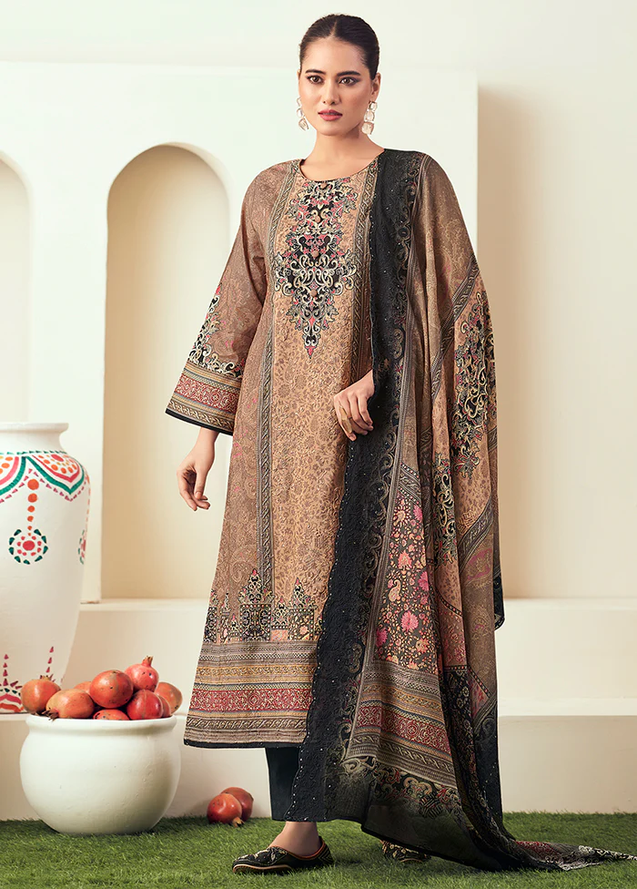 3 Pc Brown Cotton Suit Set