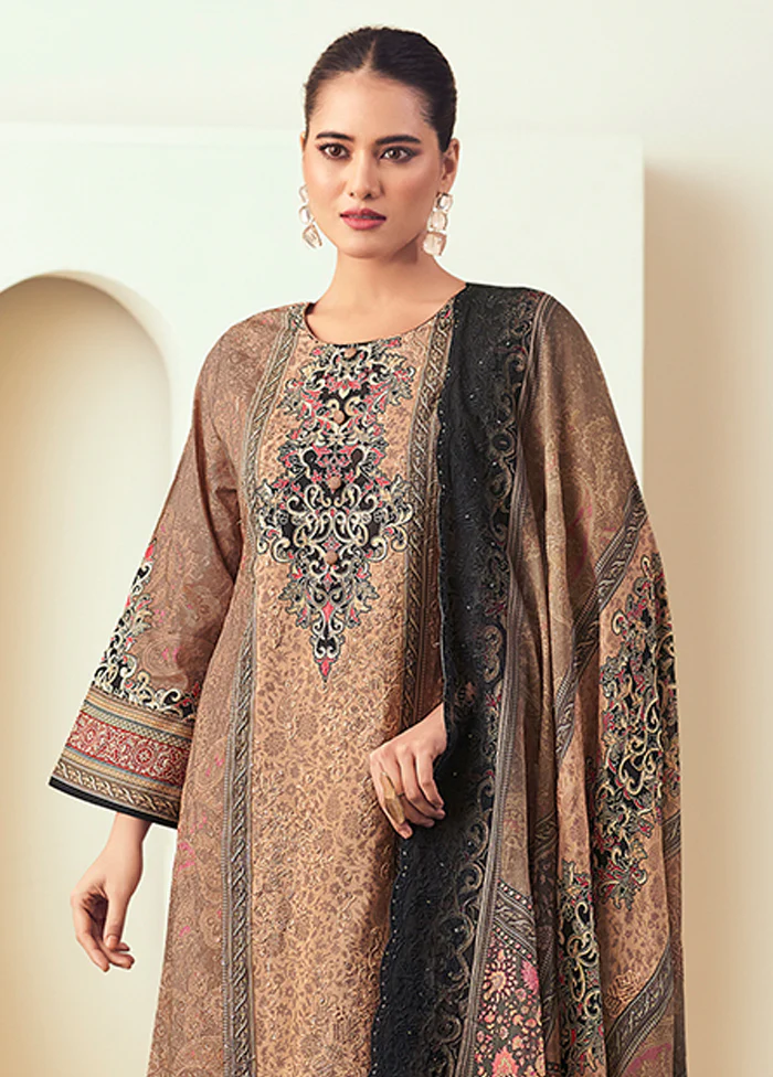 3 Pc Brown Cotton Suit Set - Image 2