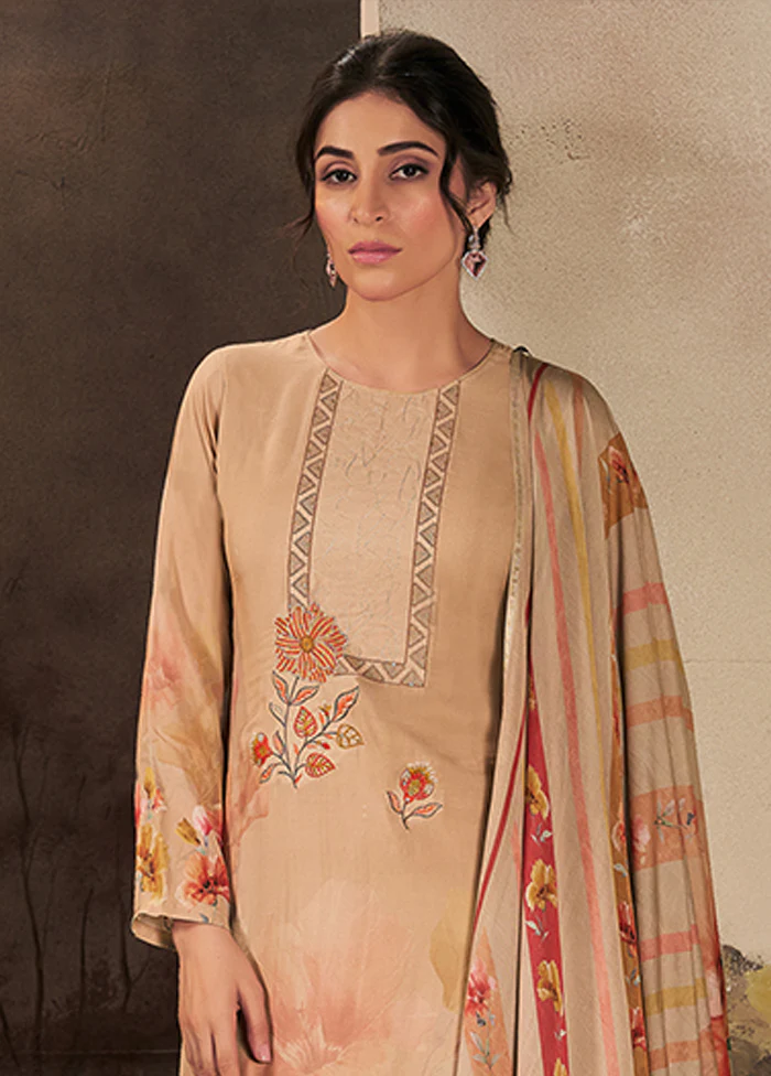 3 Pc Brown Silk Suit Set - Image 2