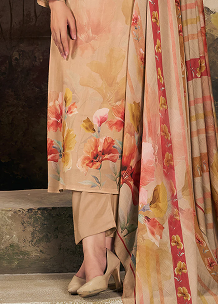3 Pc Brown Silk Suit Set - Image 3