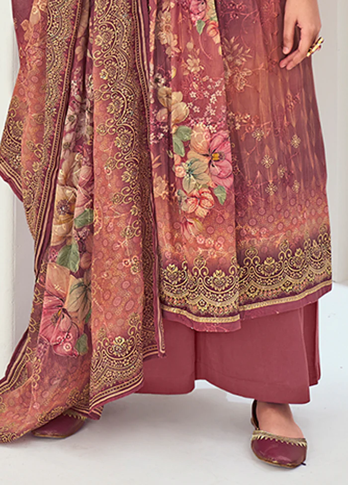 3 Pc Brown Silk Suit Set - Image 3