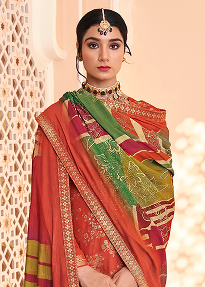 3 Pc Brown Silk Suit Set - Image 2