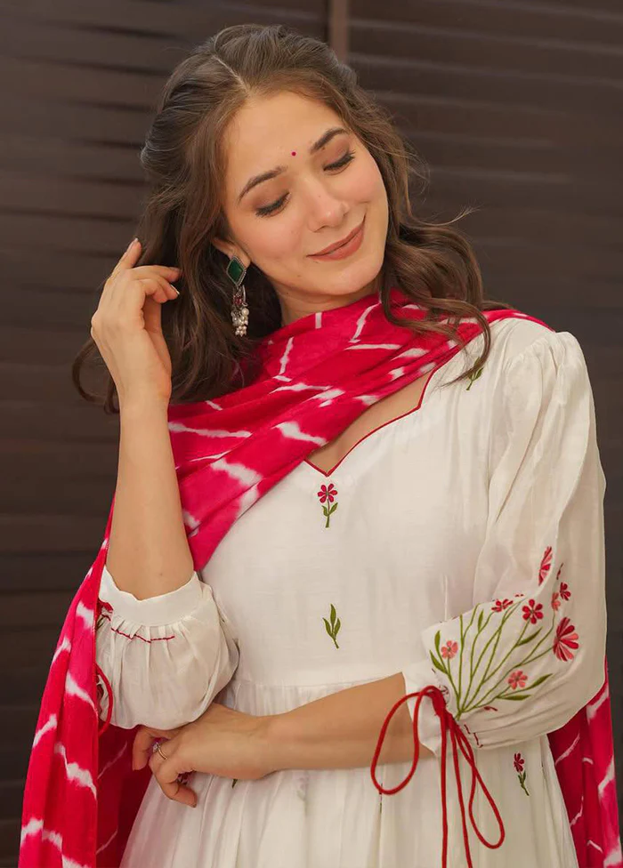 3 Pc Cream Cotton Suit Set - Image 2