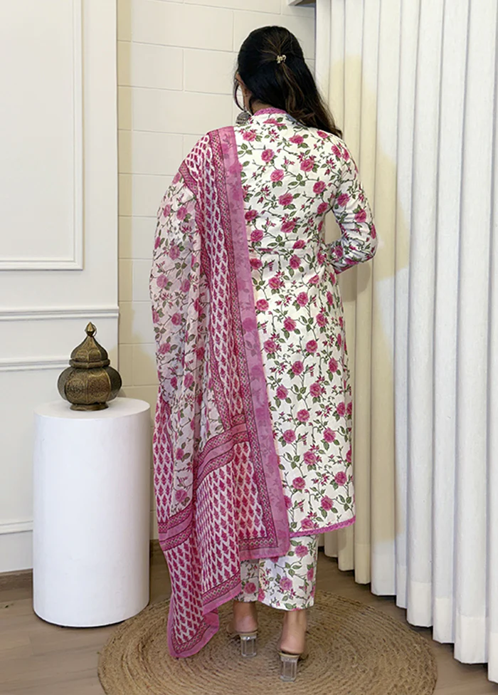 3 Pc Cream Cotton Suit Set - Image 3
