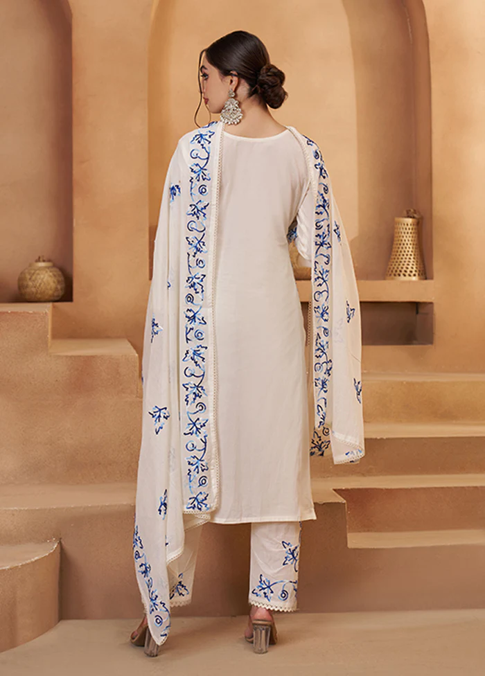 3 Pc Cream Cotton Suit Set - Image 3