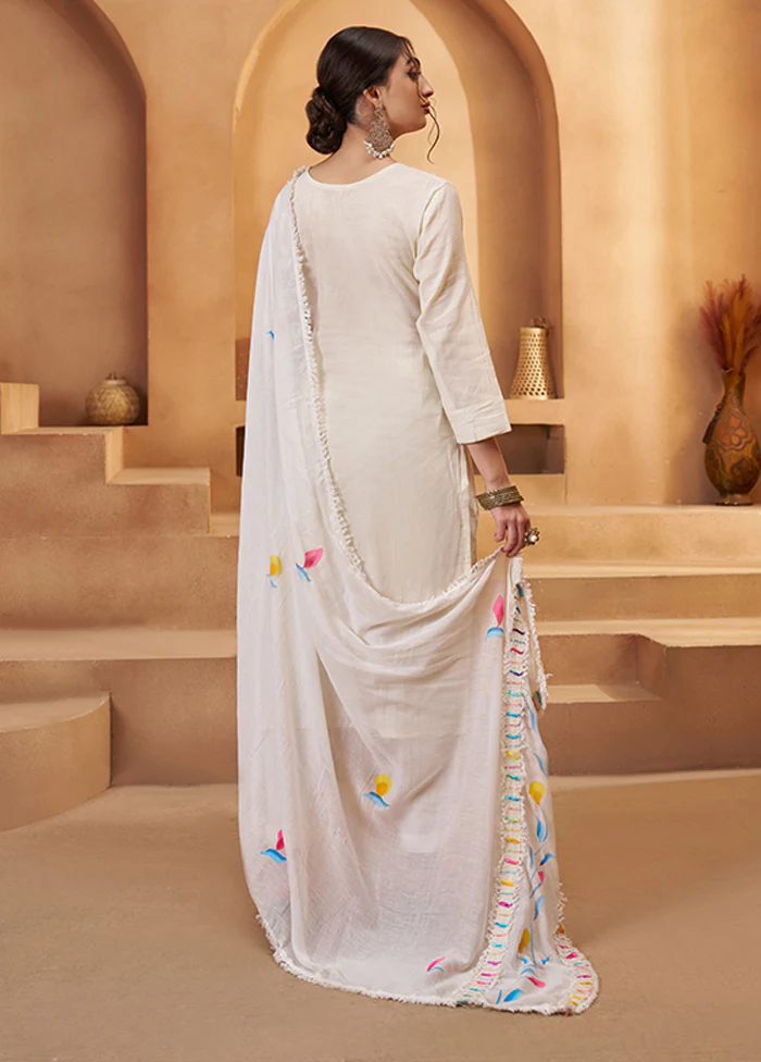 3 Pc Cream Cotton Suit Set - Image 3