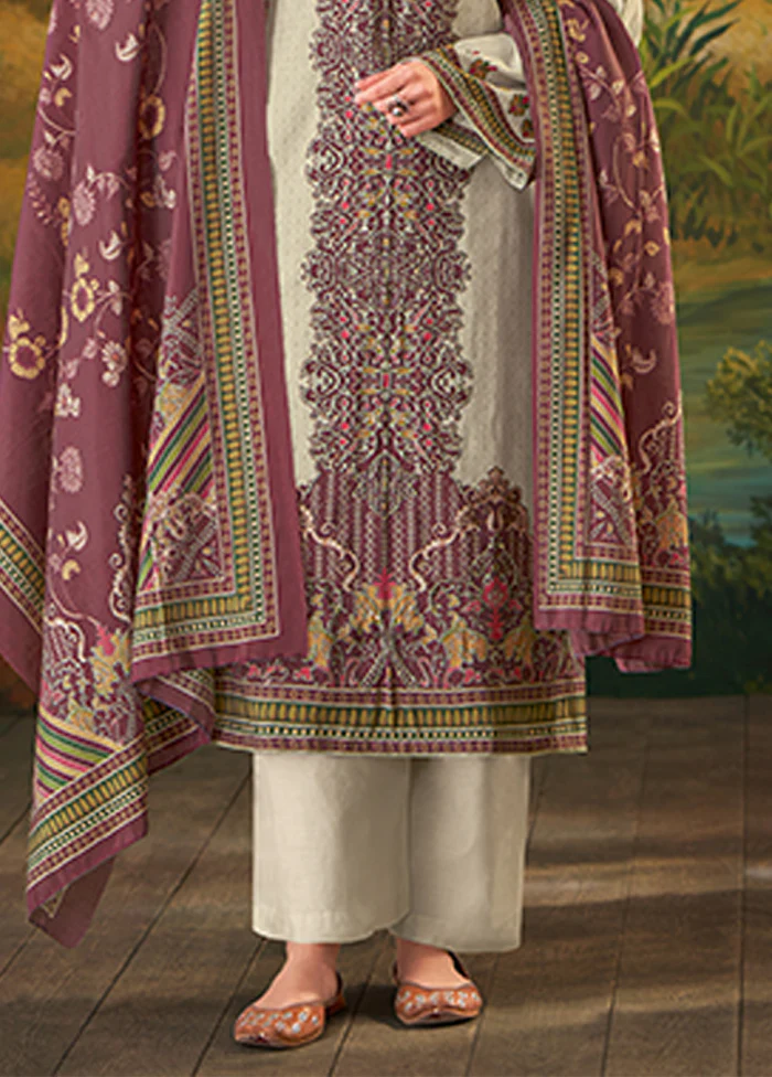 3 Pc Cream Silk Suit Set - Image 3