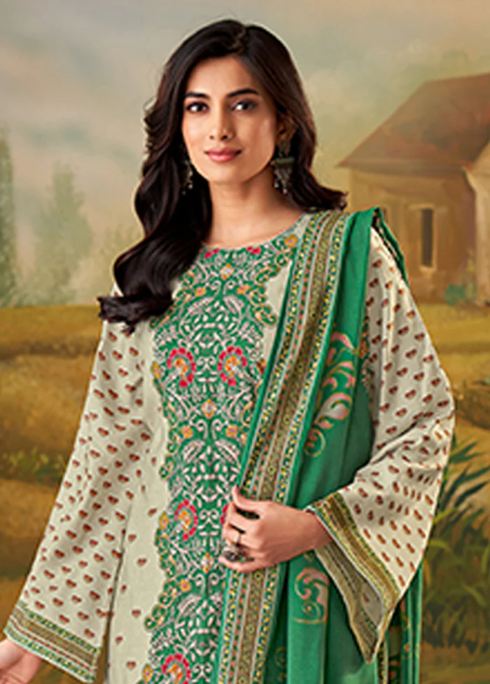 3 Pc Cream Silk Suit Set - Image 2