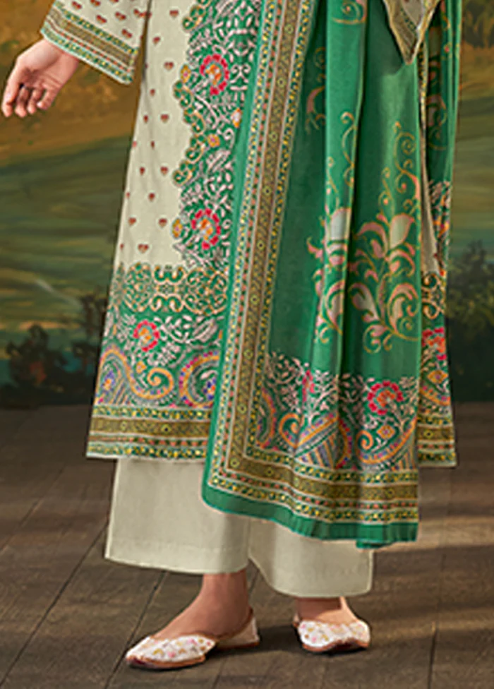 3 Pc Cream Silk Suit Set - Image 3