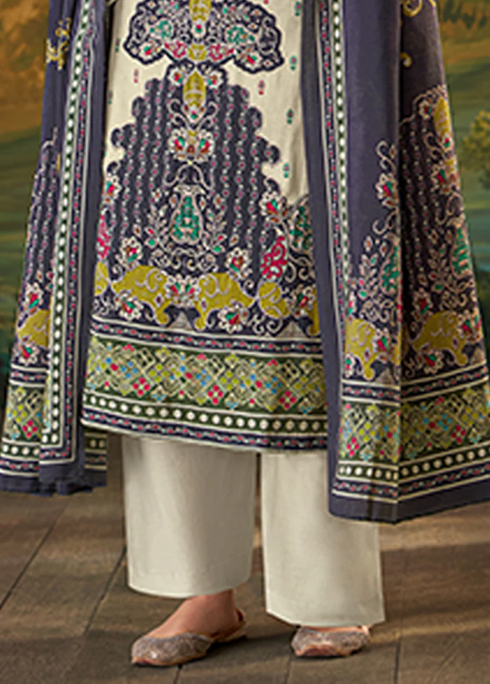 3 Pc Cream Silk Suit Set - Image 3
