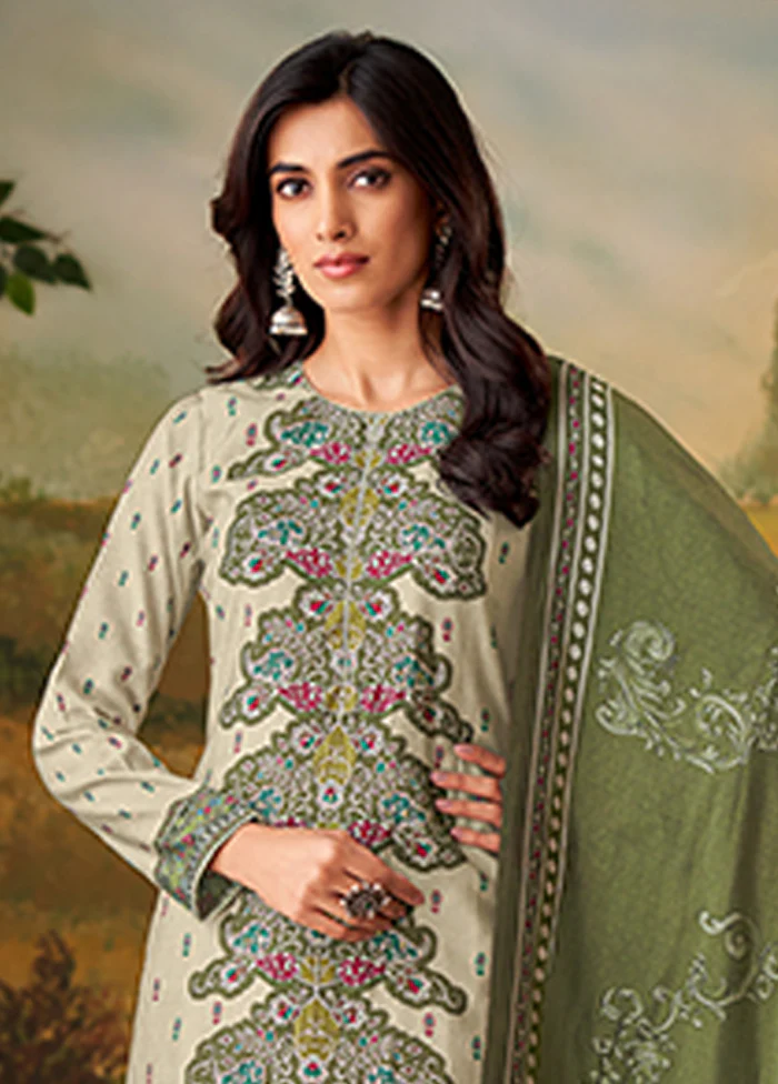 3 Pc Cream Silk Suit Set - Image 2