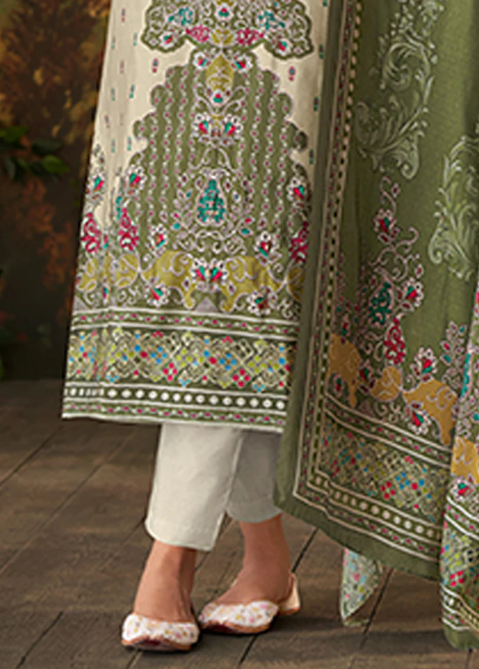 3 Pc Cream Silk Suit Set - Image 3